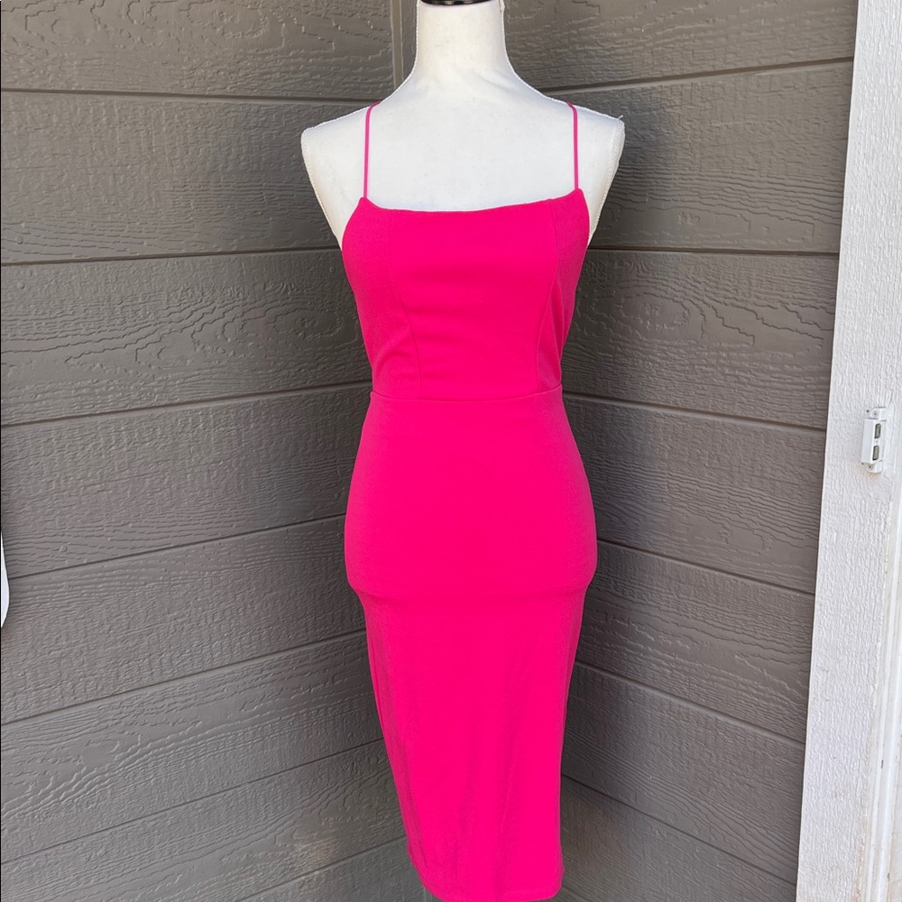 Lulu's Vibrant Pink Midi Dress